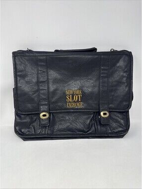 Vintage New York Slot Exchange Faux Leather Messenger Laptop Briefcase Bag